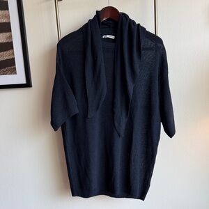 🎈NWT🎈 ZARA 🎈 SHORT SLEEVE KNIT SWEATER WITH ACCENT COLLAR🎈NAVY 🎈 MEDIUM